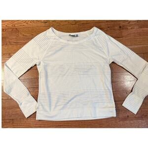 Athleta White Perforated Long Sleeve Top Medium Athletic Pullover